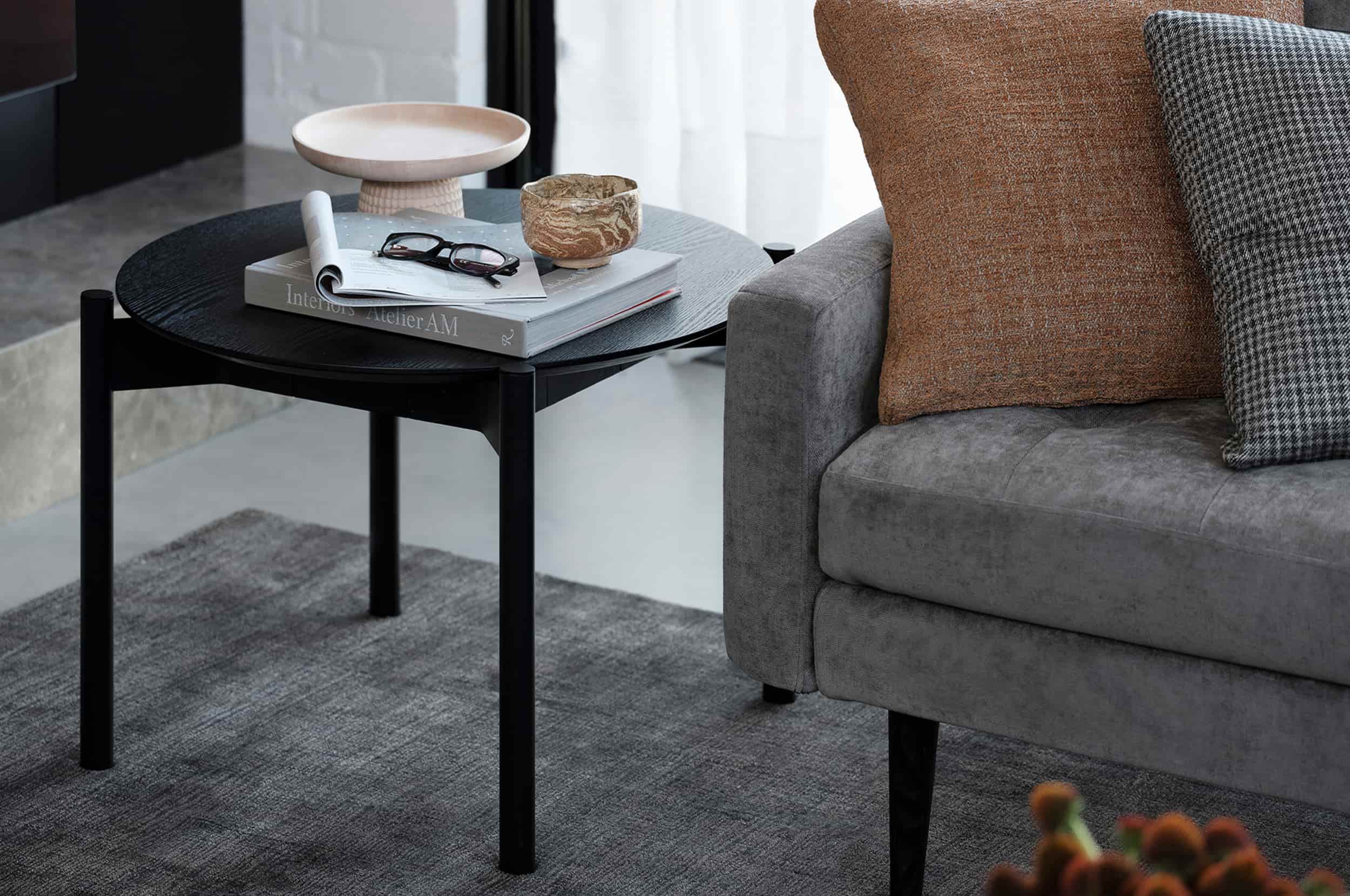 Eto Timber Side Table Occasional Tables Timber Veneer Round Marble