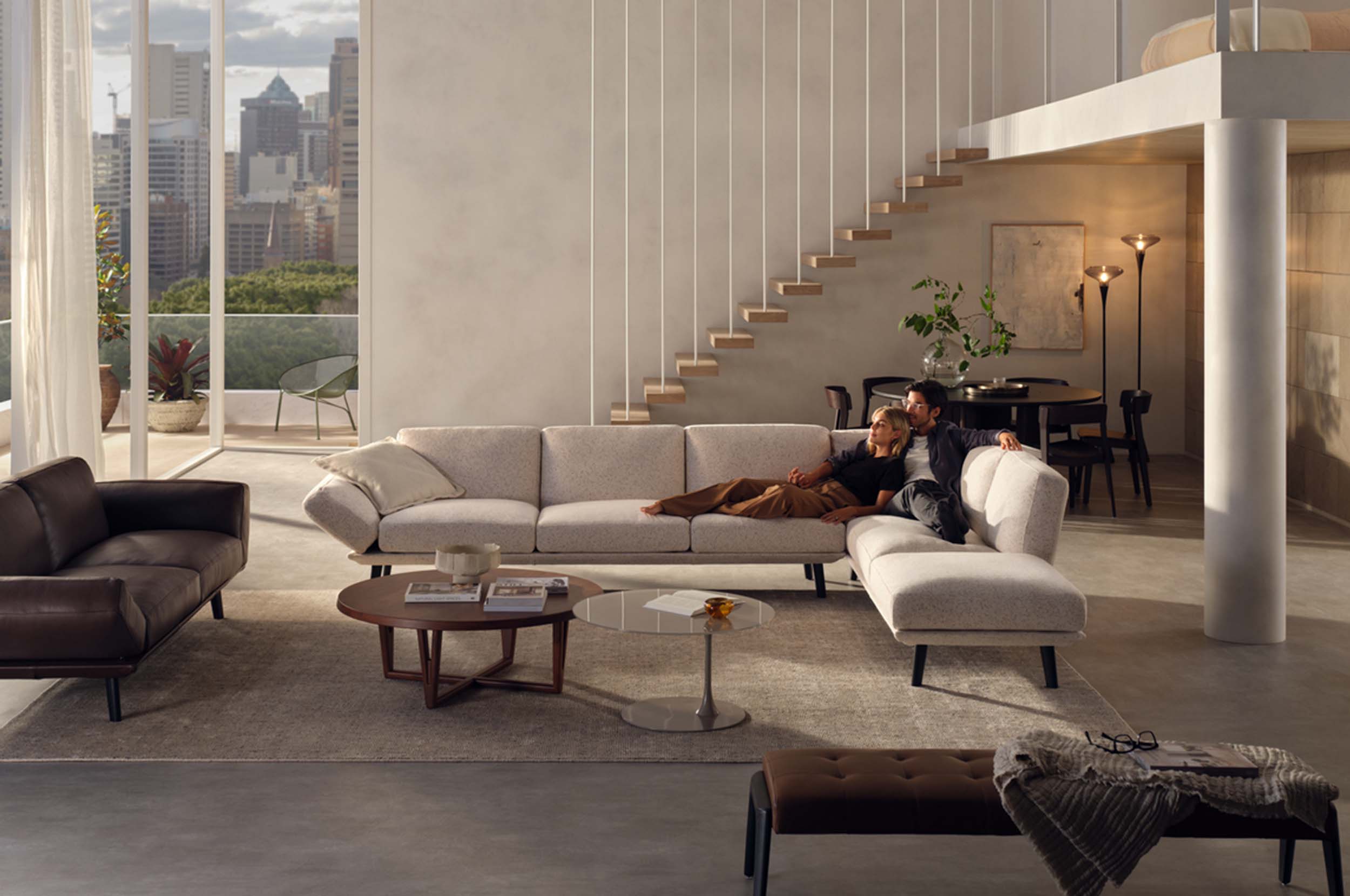 Neo Deluxe Modular Sofa with Chaise and Reclining Arms and Backs