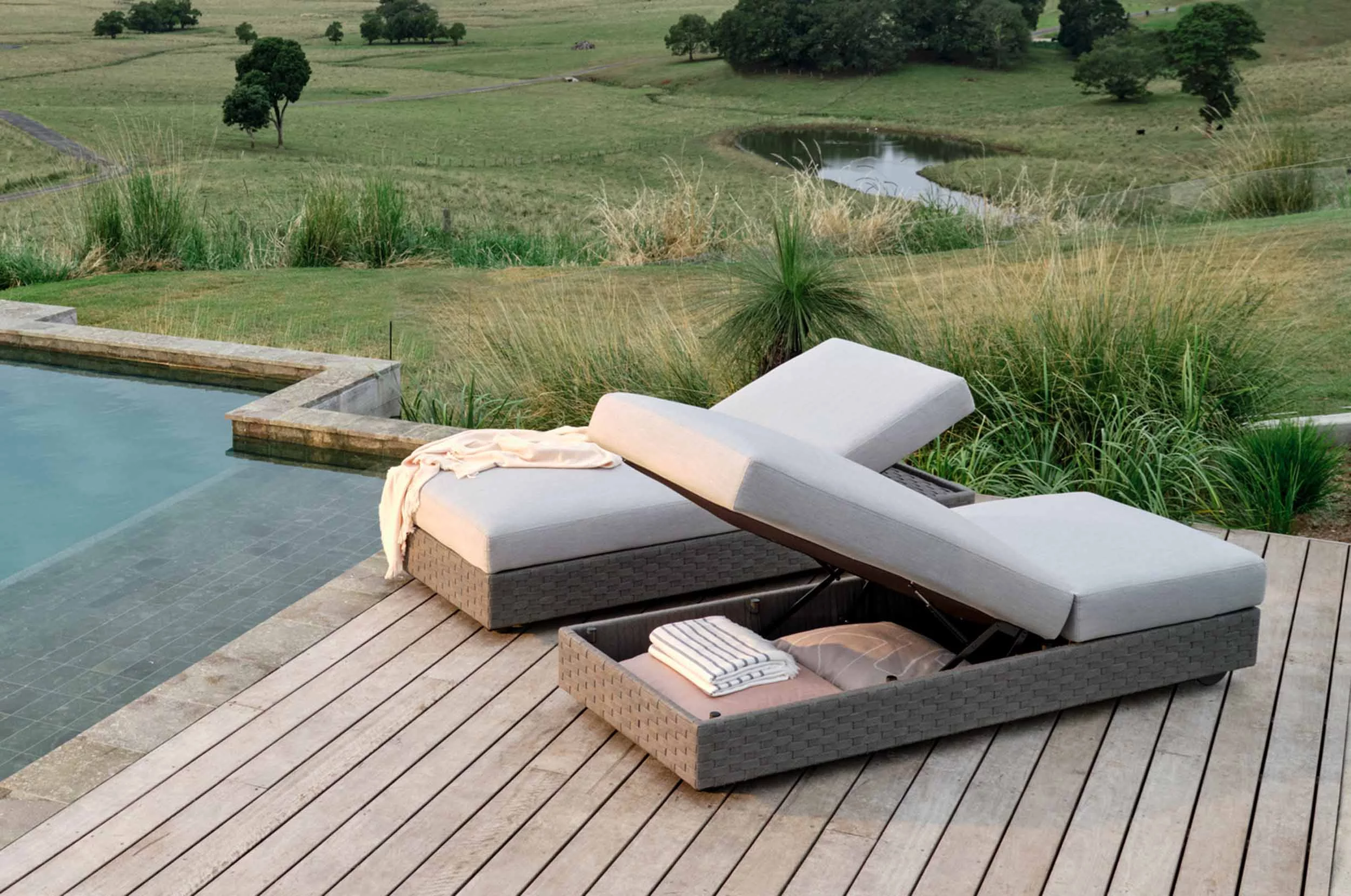 Jasper Outdoor Reclining Sun Lounge with Storage