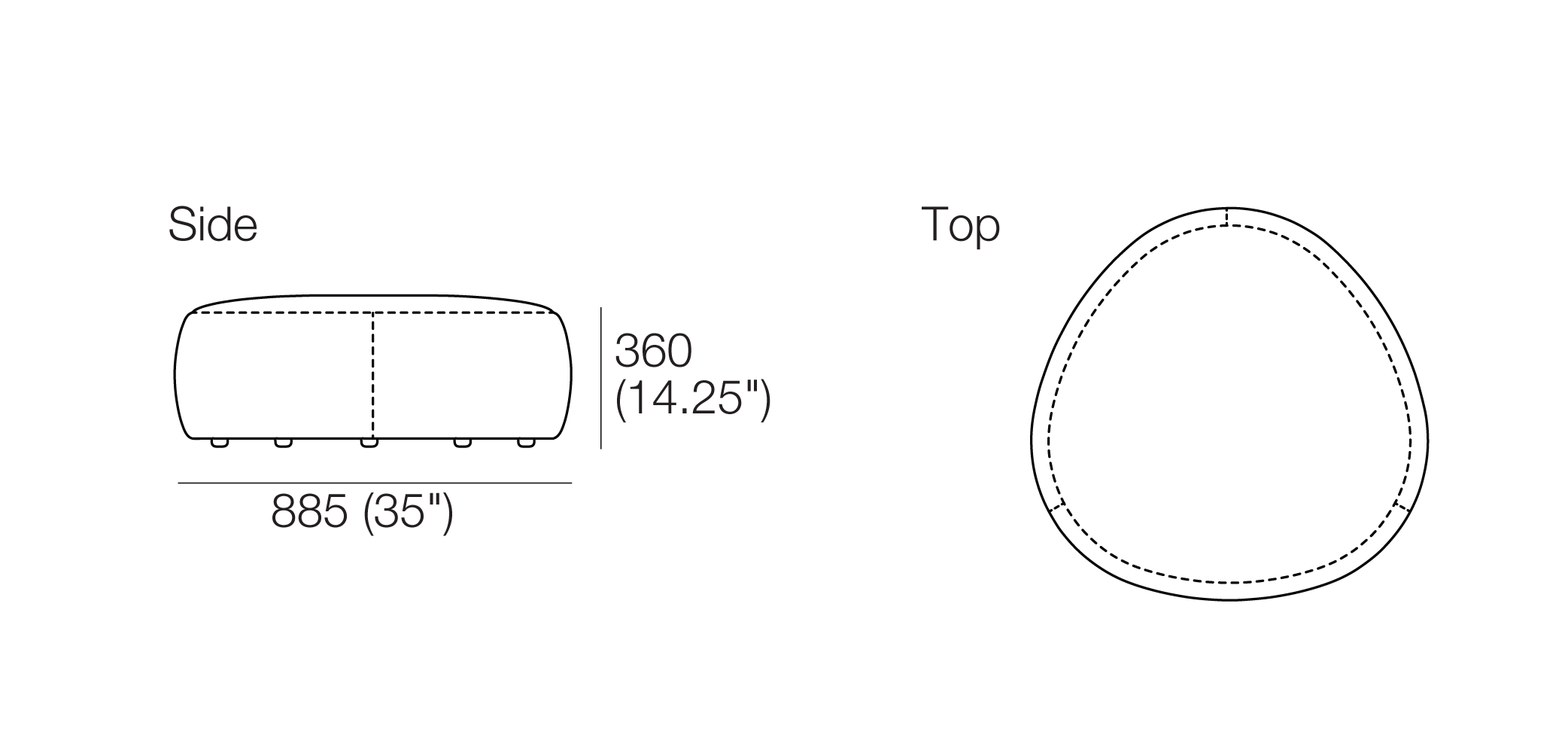 Crescent Outdoor Ottoman Medium King Living